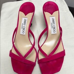 Jimmy Choo 50mm Pink Suede Kitten Heels